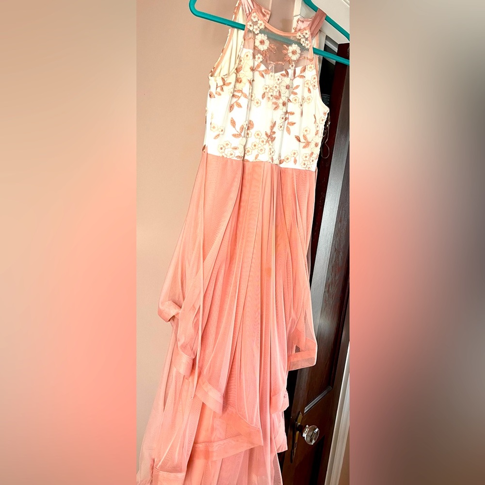 Speechless Kids Peach floral horse hair gown